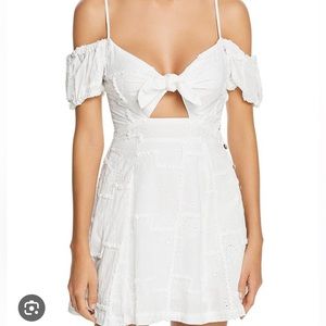Surf Gypsy Surf White Lace Tie-Front Cold Shoulder Mini Dress Swim Cover-Up M